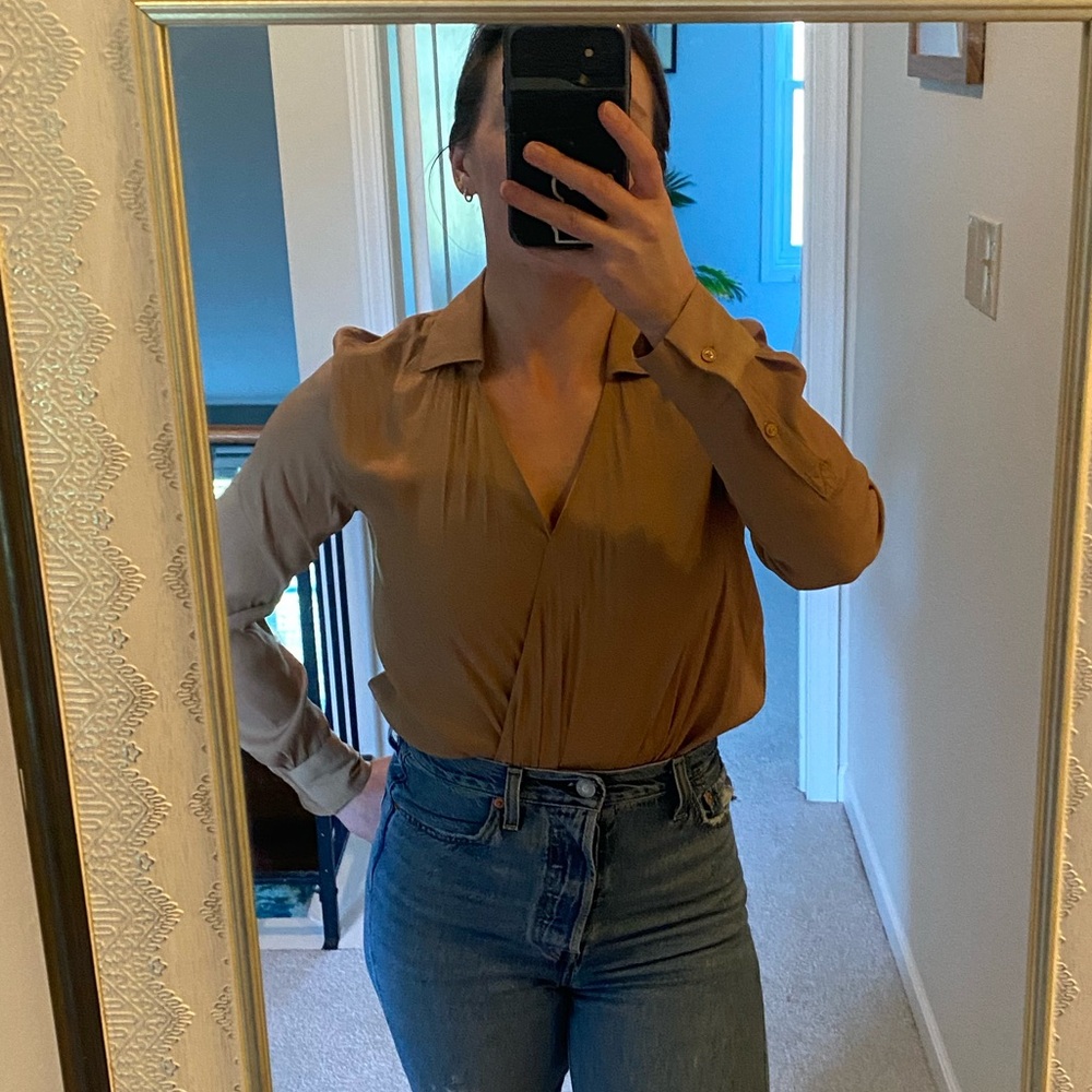 Banana Republic Wrap Blouse in Toffee